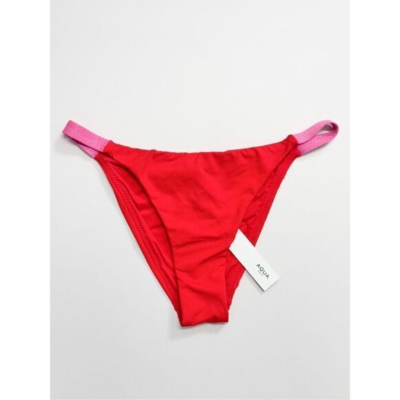 AQUA Bikini Bottom Swimwear Red Pink Beachwear Size Small NEW - Picture 1 of 6